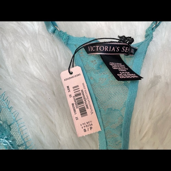 VICTORIAS SECRET Teal Lace Sheer Baby Doll Slip Lingerie NWT - Picture 3 of 4
